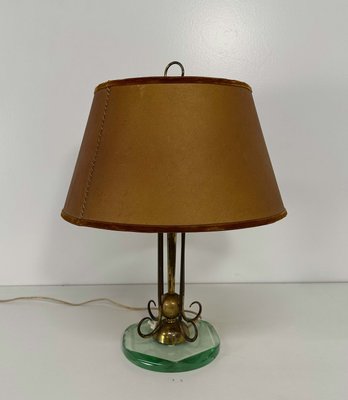 Italian Art DecoGlass and Brass Table Lamp by Luigi Brusotti, 1940s-FF-2021539