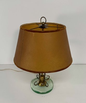 Italian Art DecoGlass and Brass Table Lamp by Luigi Brusotti, 1940s-FF-2021539