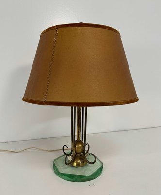 Italian Art DecoGlass and Brass Table Lamp by Luigi Brusotti, 1940s-FF-2021539