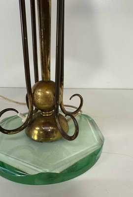 Italian Art DecoGlass and Brass Table Lamp by Luigi Brusotti, 1940s-FF-2021539