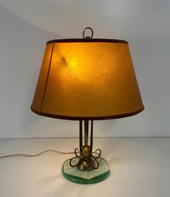 Italian Art DecoGlass and Brass Table Lamp by Luigi Brusotti, 1940s-FF-2021539