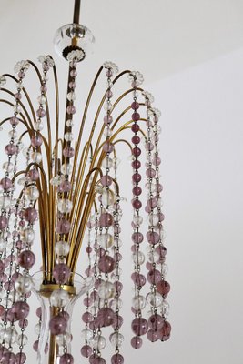 Italian Art Nouveau Handcrafted Murano Glass Waterfall Chandelier in Brass and Crystal-VNE-965975