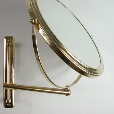 Italian Articulating and Adjustable Brass Vanity 2-Sided Wall Mirror, 1950s-OE-897947