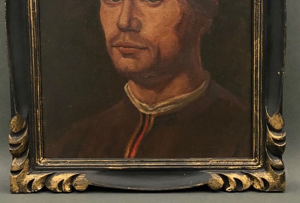 Italian Artist, 16th or 17th Century Figure, 1920s, Oil on Cardboard, Framed-QKG-1383286