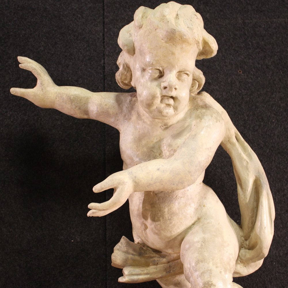 Italian Artist, Cherub Sculptures, 1740, Wood, Set of 2