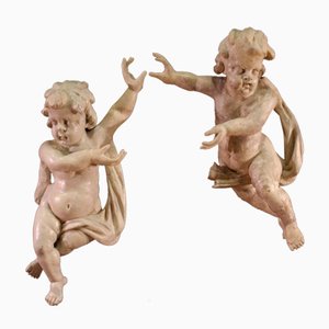 Italian Artist, Cherub Sculptures, 1740, Wood, Set of 2-RP-1819860