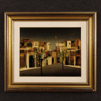 Italian Artist, City District, 1980, Mixed Media on Masonite, Framed-RP-1822467