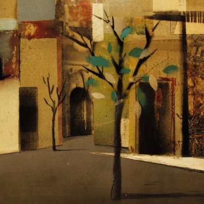 Italian Artist, City District, 1980, Mixed Media on Masonite, Framed-RP-1822467