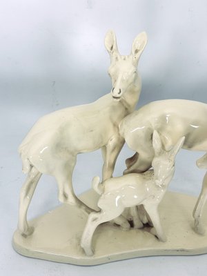 Italian Artist, Deer Family Sculpture, Ceramic, 1950s-OT-1811396