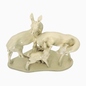 Italian Artist, Deer Family Sculpture, Ceramic, 1950s-OT-1811396