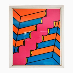 Italian Artist, Geometric Composition, 1970s, Print & Mixed Media, Framed-YMJ-1388881