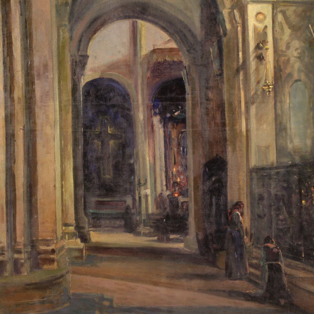 Italian Artist, Interior Scene, 1924, Oil on Canvas, Framed