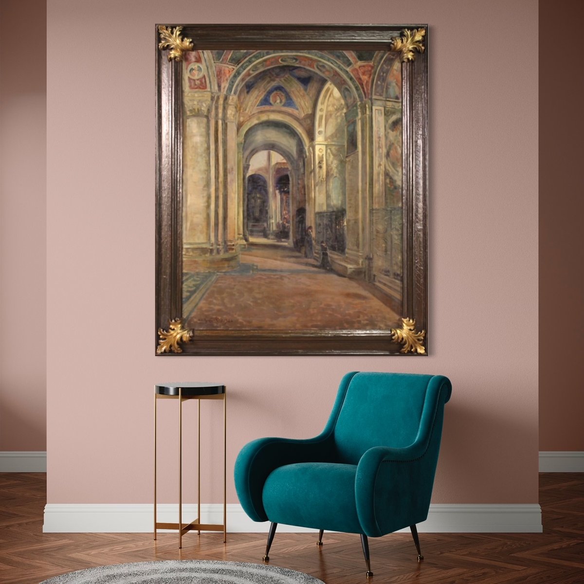 Italian Artist, Interior Scene, 1924, Oil on Canvas, Framed