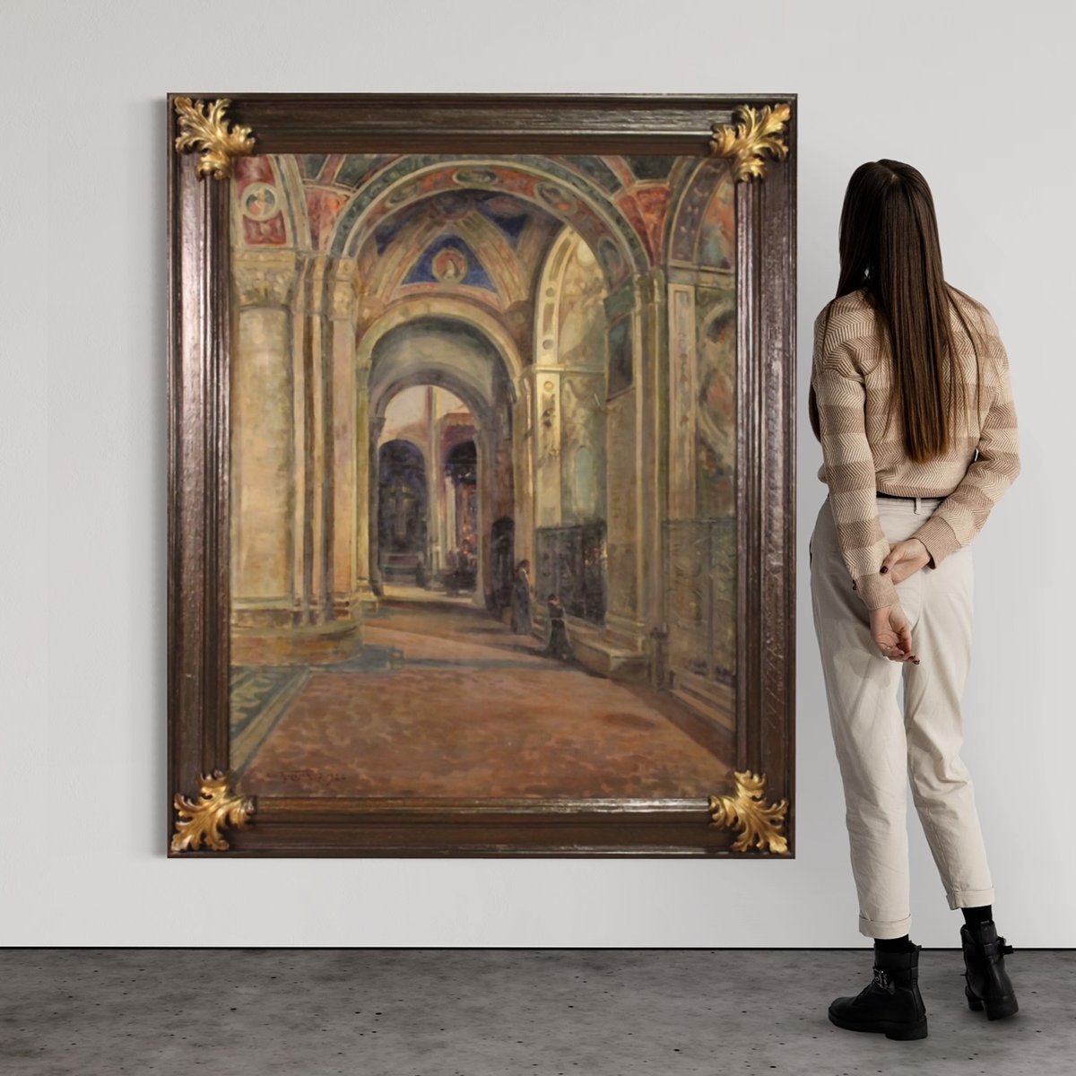 Italian Artist, Interior Scene, 1924, Oil on Canvas, Framed