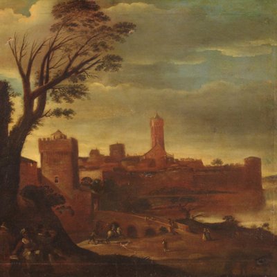 Italian Artist, Landscape, 17th Century, Oil on Canvas, Framed-RP-1795903