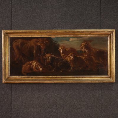 Italian Artist, Landscape with Grazing Goats and Cows, 1680, Oil on Canvas-RP-2035507