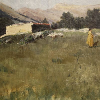 Italian Artist, Landscape with Hunter, 1899, Oil on Canvas, Framed-RP-1797412