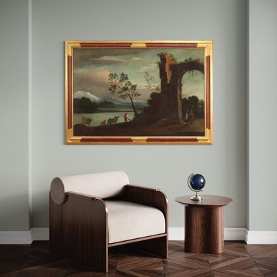 Italian Artist, Landscape with Ruins, 18th Century, Oil on Canvas, Framed-RP-1806922