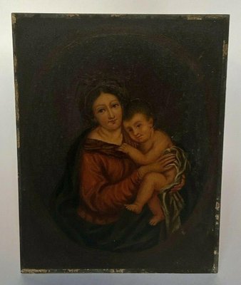 Italian Artist, Madonna & Child, 19th Century, Oil on Panel, Framed-QKG-1330289