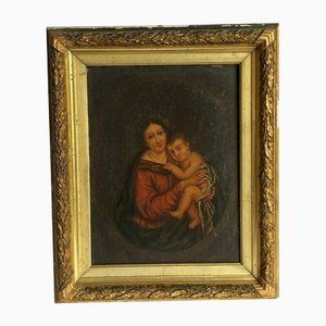 Italian Artist, Madonna & Child, 19th Century, Oil on Panel, Framed-QKG-1330289