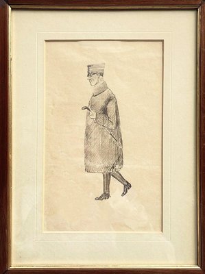 Italian Artist, Man, 1900s, Pencil Drawing on Paper, Framed-GDD-1419210