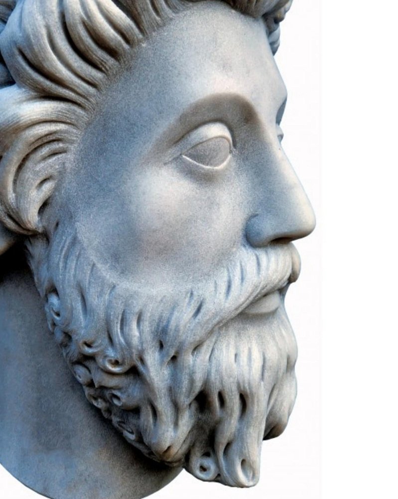 Italian Artist, Marcus Aurelius Head, Carrara Marble, 19th Century