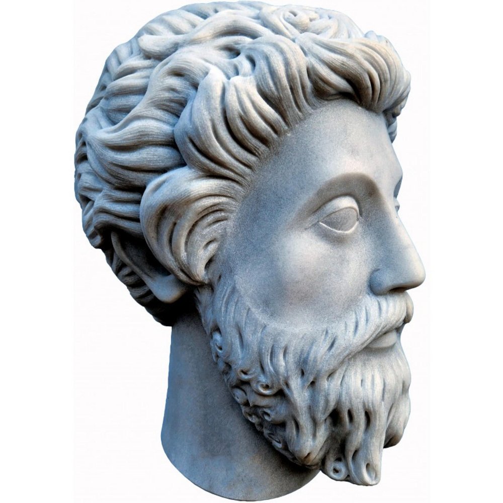 Italian Artist, Marcus Aurelius Head, Carrara Marble, 19th Century