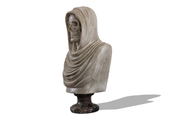 Italian Artist, Memento Mori Bust, 19th Century, Carrara Marble-WIP-2041293