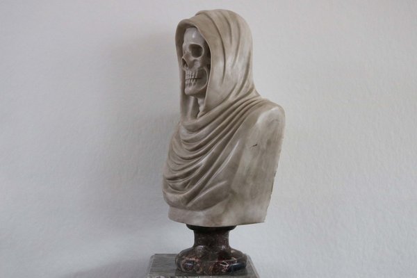 Italian Artist, Memento Mori Bust, 19th Century, Carrara Marble-WIP-2041293