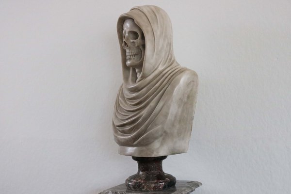 Italian Artist, Memento Mori Bust, 19th Century, Carrara Marble-WIP-2041293