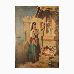 Italian Artist, Neapolitan Woman with Child, 19th Century, Canvas Painting-FLW-1401781