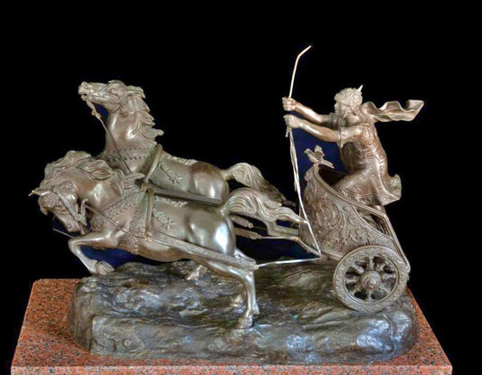 Italian Artist, Roman Chariot, 19th Century, Bronze Sculpture