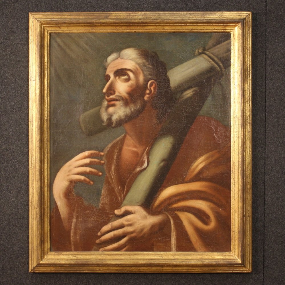 Italian Artist, Saint Andrew, 1730, Oil on Canvas, Framed