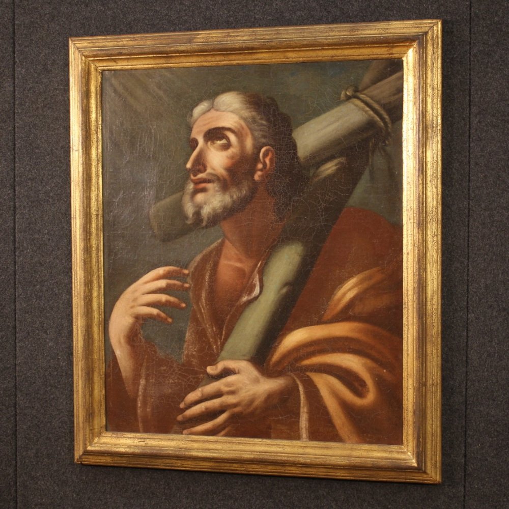 Italian Artist, Saint Andrew, 1730, Oil on Canvas, Framed