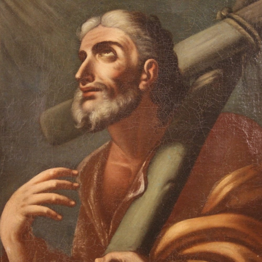 Italian Artist, Saint Andrew, 1730, Oil on Canvas, Framed