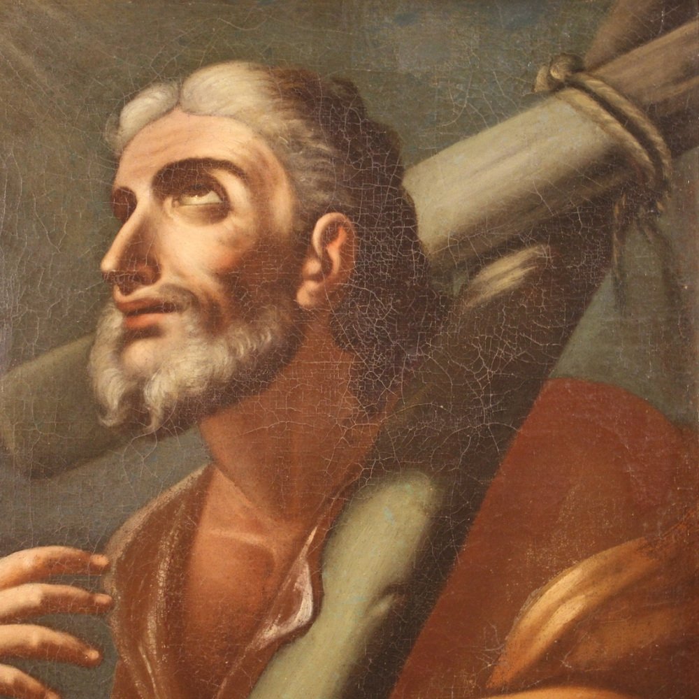 Italian Artist, Saint Andrew, 1730, Oil on Canvas, Framed