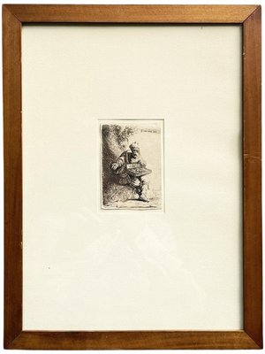 Italian Artist, Street Seller, 1800s, Etching, Framed-GDD-1419209