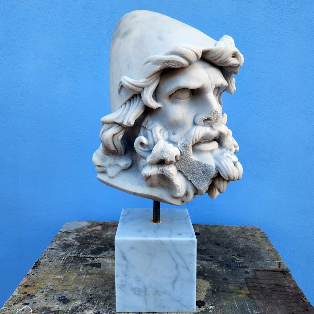 Italian Artist, Ulysses Head, Carrara Marble, 19th Century