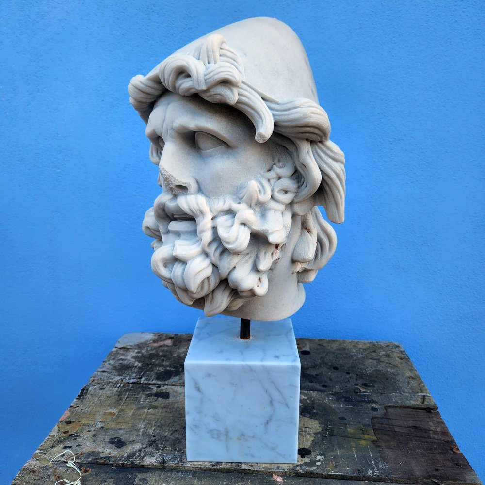 Italian Artist, Ulysses Head, Carrara Marble, 19th Century