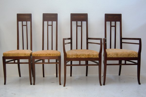 Italian Arts & Crafts Dining Chairs, Set of 4-HUR-1315156