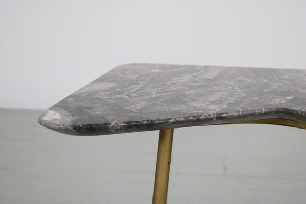 Italian Asymmetrical Coffee Table with Iron Legs & Marble Top, 1950s-AA-904310