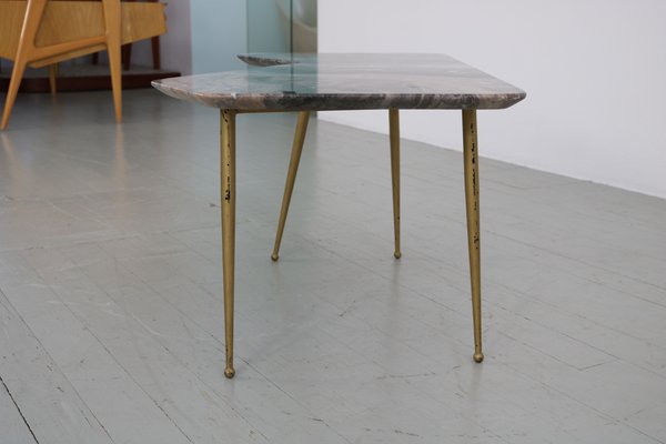 Italian Asymmetrical Coffee Table with Iron Legs & Marble Top, 1950s-AA-904310