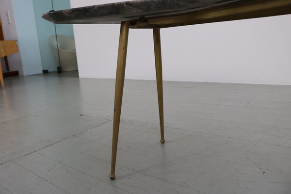 Italian Asymmetrical Coffee Table with Iron Legs & Marble Top, 1950s-AA-904310