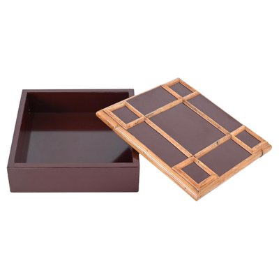 Italian Bakelite and Bamboo Square Decorative Box by Tommaso Barbi, 1980s-JDR-1736589