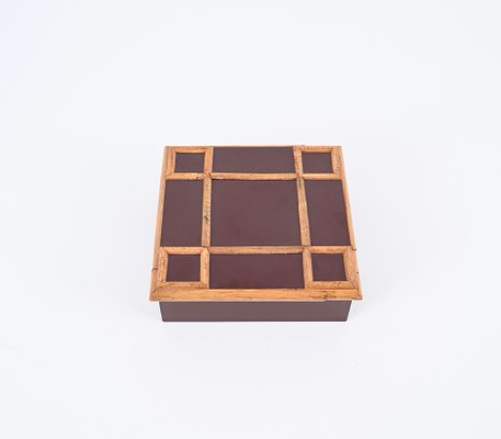 Italian Bakelite and Bamboo Square Decorative Box by Tommaso Barbi, 1980s-JDR-1736589