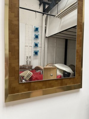 Italian Bamboo and Brass Mirror from Dal Vera, 1970s-FUE-1031309