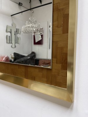 Italian Bamboo and Brass Mirror from Dal Vera, 1970s-FUE-1031309