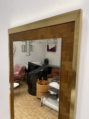 Italian Bamboo and Brass Mirror from Dal Vera, 1970s-FUE-1031309