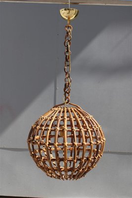 Italian Bamboo and Brass Round Ceiling Lamp, 1950s-EH-1720185