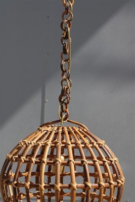 Italian Bamboo and Brass Round Ceiling Lamp, 1950s-EH-1720185